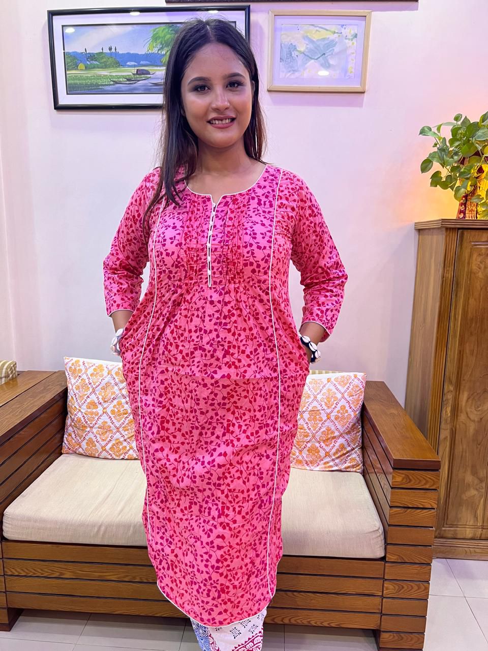 পকেট কুর্তি Block print For Women PK-11