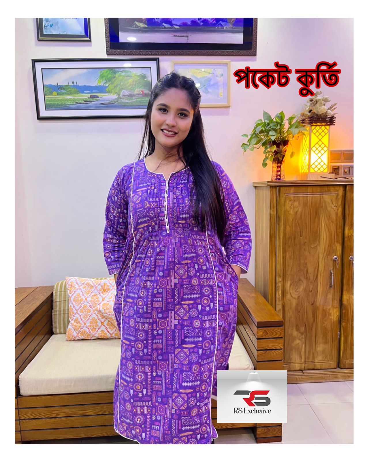 পকেট কুর্তি Block print For Women PK-12