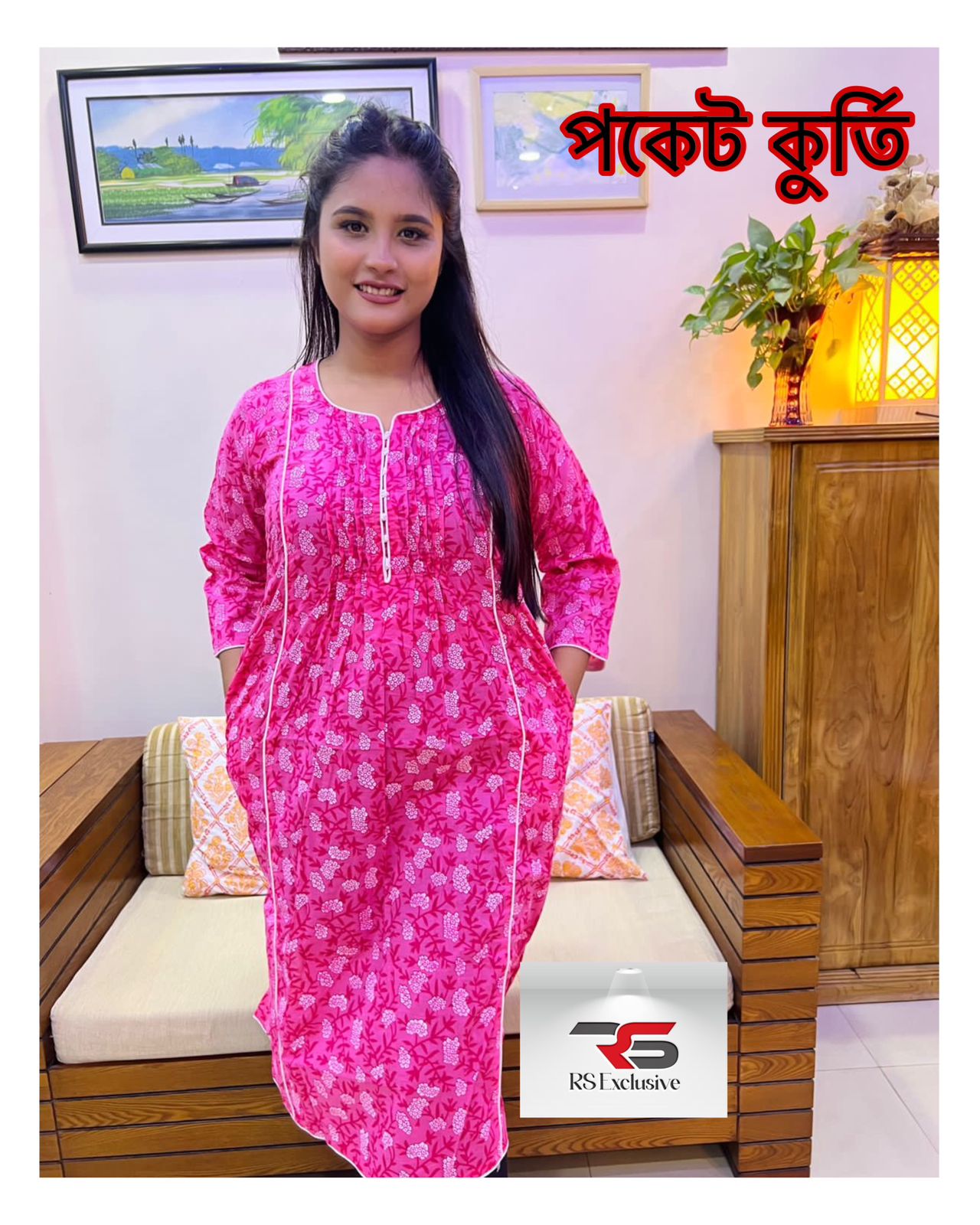 পকেট কুর্তি Block print For Women PK-13