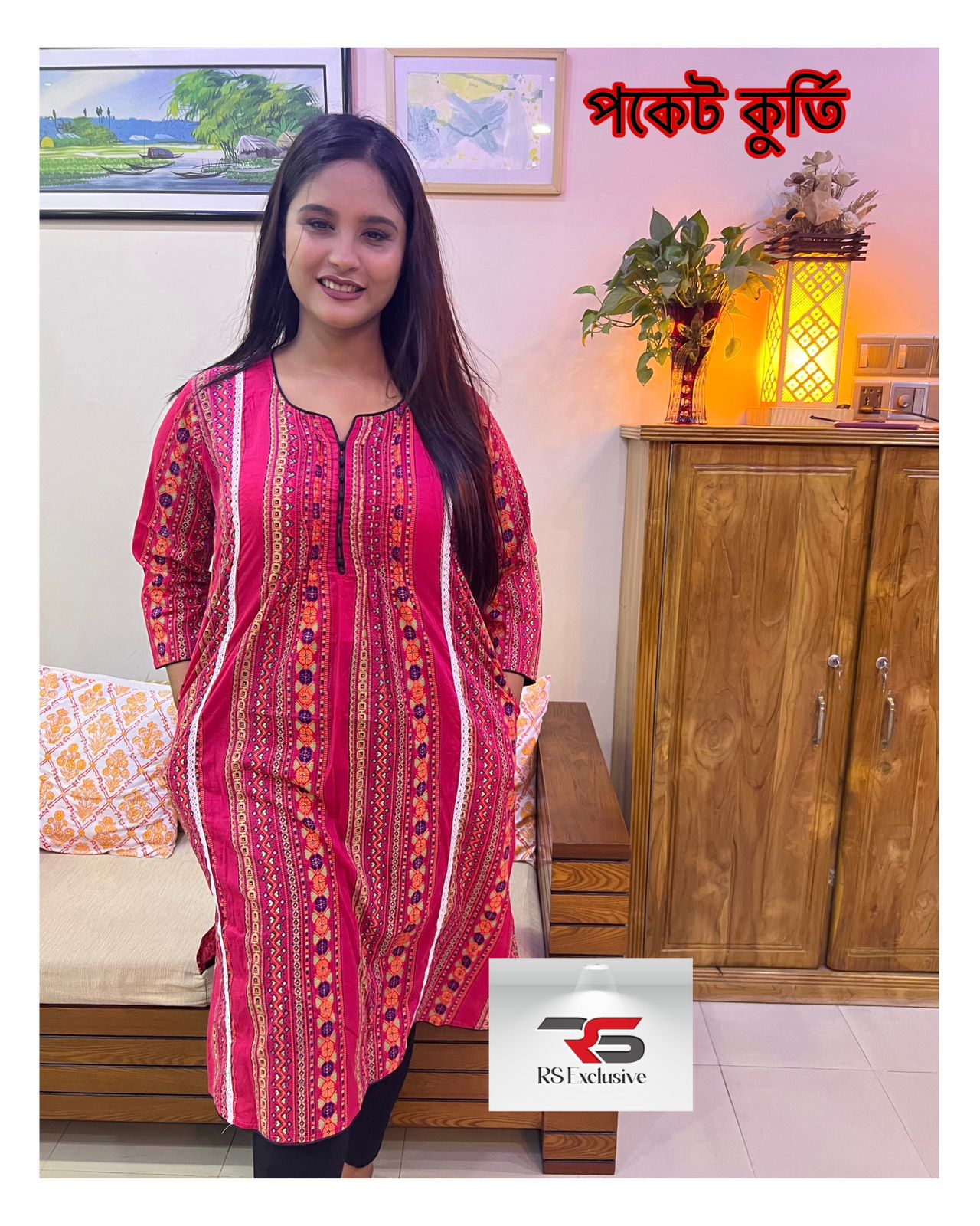 পকেট কুর্তি Block print For Women PK-15