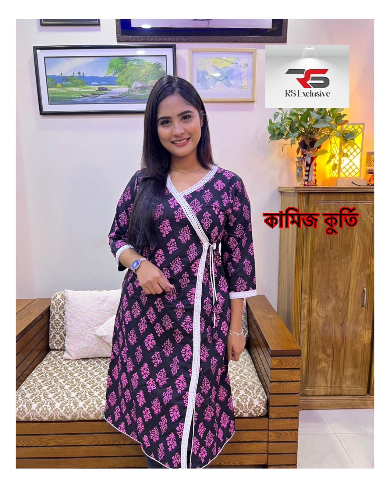 কামিজ কুর্তি-Block print For Women K-13